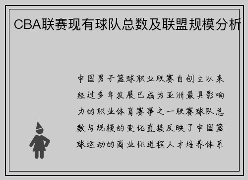 CBA联赛现有球队总数及联盟规模分析